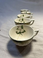 Limoges - American, Trillium (Forest Green Filigree) Flat Coffee  Cup Lot