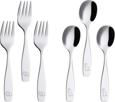 ANNOVA Kids Sierware 6 Pieces Children's Safe Flatware Set Stainl