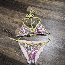 Vtg '13 Victoria's Secret Strappy Triangle 2pc Bikini Set Top M/Bottom S Indie