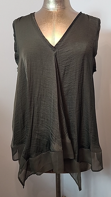 #ad Simply Vera Vera Wang Dark Green Top Womens Size L Chest 43 V Neck 218 36008 $12.55