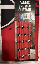 Georgia Bulldog fabric shower curtain, licensed by NCAA Red with “G