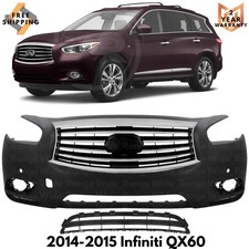 Front Bumper Cover Paintable & Grille Assembly Kit For 2014-2015 Infiniti QX60