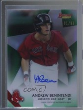 2015 Bowman's Best of Green Refractor 1/99 Andrew Benintendi #B15-ANB Auto 1v3