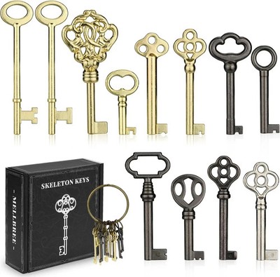 12pcs Skeleton Key Set | Universal Hollow Barrel Keys for Antique Cabinet Door