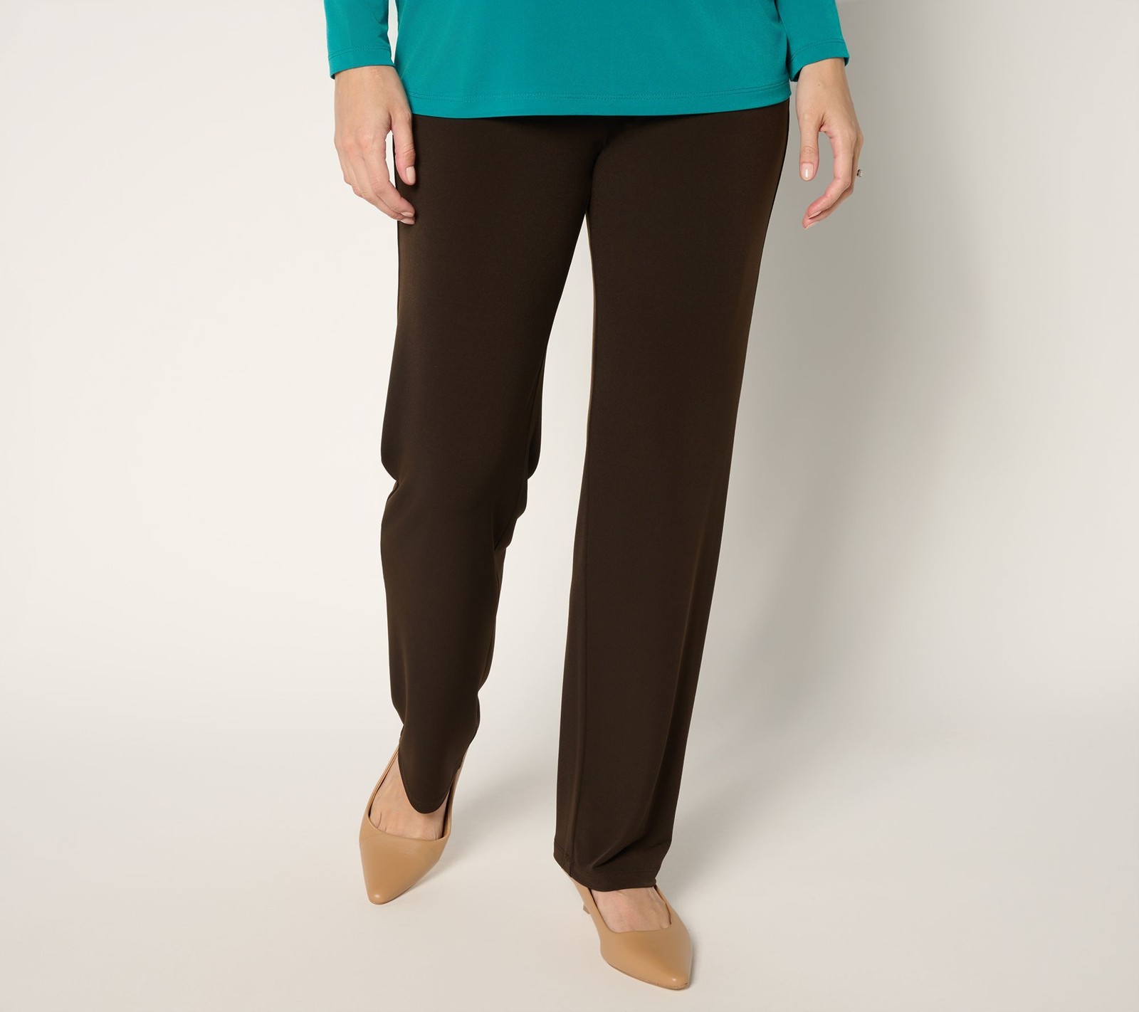 Susan Graver Women's Pants Sz XL Liquid Knit Pull-On Brown A383192