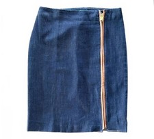 Lauren Ralph Lauren Denim Skirt Sz 2 Leather Trim Pencil Fitted
