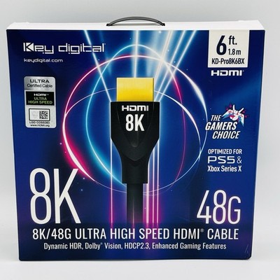 Key Digital KD-Pro8K6BX 6ft 1.8m 8K 48g 48Gbps Ultra High Speed HDMI Cable Black