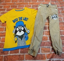 Hollywood Boys Raccoon Set Shirt Sz 7 Pants Sz 6