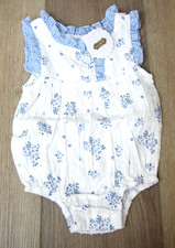 NEW MUDPIE BLUE CHECK BUBBLE 3-6 MONTHS BABY GIRL OUTFIT RUMPER ONE PIECE