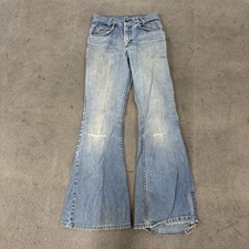 VTG 70s Big Smith Distressed Flare Denim Jeans Sanforized 26x32 Bell Bottom