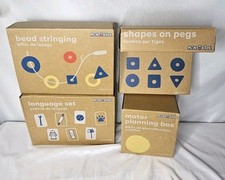 Monti Kids Level 6 Montessori Wooden Toys Lot Shapes Pegs Language Bead Motor