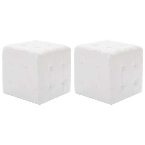 Pouf 2 Stk. Weiß 30X30X30 Cm Kunstleder-image
