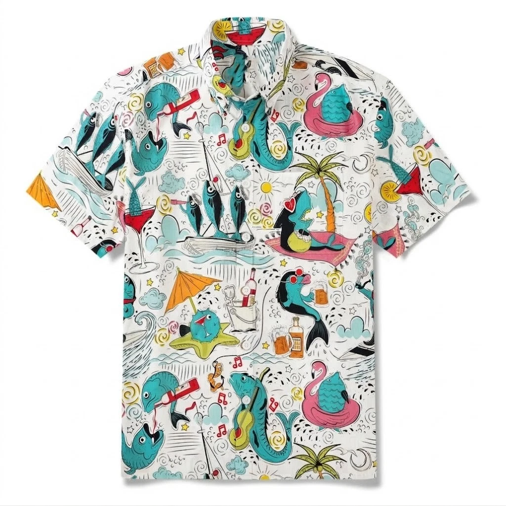 Fintastic Vacation By Pallavi Chaudhary Unisex hawaiian shirt