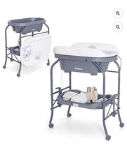2 in 1 Baby Changing Table with Bath Tub, Folding Diaper Station on Wheels