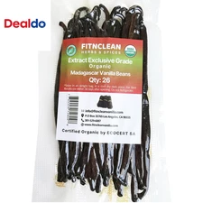 26 Organic Madagascar Vanilla Beans Extract Exclusive Grade B| 4.5" - 5.5" by FI