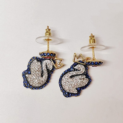 Swarovski Stigma romantic and adorable crown swan earrings, stylish and simple 