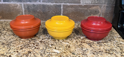 Vintage Tupperware Serve 'N Seal Bowls Set of 3   1436/1437 Harvest Colors