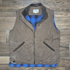 Cody James Vest Mens M Brown Cotton Flannel Lined Western Workwear