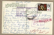 Fiji Australia Postcard 1970 Dead Letter Office DLO NSW Postmark Gordon