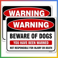 Beware of Dog Sign 2 Pack 10x7 Reflective Aluminum Metal Warning