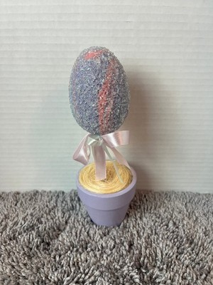 Purple & Pink Glittery EASTER EGG in Pot Decoration Decor 8'' Tall