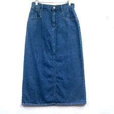 VTG 90s Maxi Jean Skirt 6P Long Western Grunge Y2K Cowgirl Straight Denim Retro