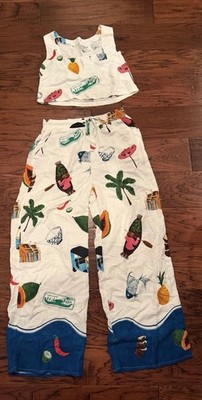 Paper Heart Top & Pants Set Sz XL Women s Tropical Print NWT    