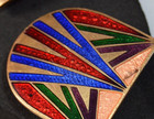 Vintage Art Deco Guilloche Enamel Geometric Motif Belt Buckle  — photo 7
