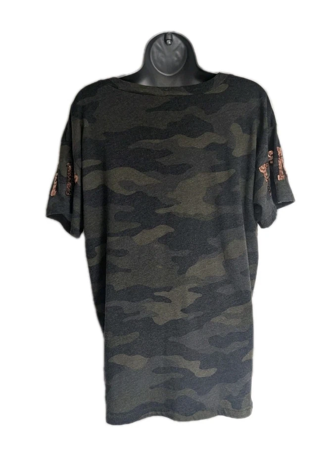 CAMISA VICTORIA SECRET ROSA PERRO CUELLO EN V CAMUFLAJE ORO ROSA LENTEJUELAS LOGO talla Pequeña 0364 Foto 3 de 3