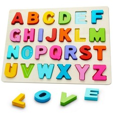 Wooden Puzzles for Toddlers, ABC Alphabet Puzzle, Learning Toys, Preschool Le...