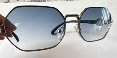  Geometric Silver Metal Frame Blue Gradient Lens Women's Sunglasses
