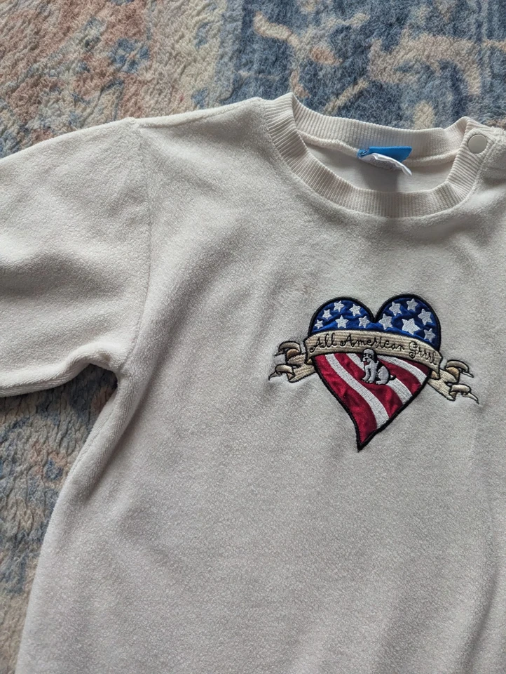 Mameluco vintage Little Big Dogs niña niño 2T 3T una pieza bordado años 90 usado en excelente estado Foto 4 de 4