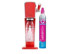 SodaStream Art Sparkling Water Maker (Red) with CO2 and Two Carbonating Bottles