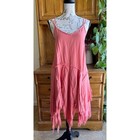Free People Intimate Tattered Up Shredded Coral Pink Frayed Hem Slip Dress XS