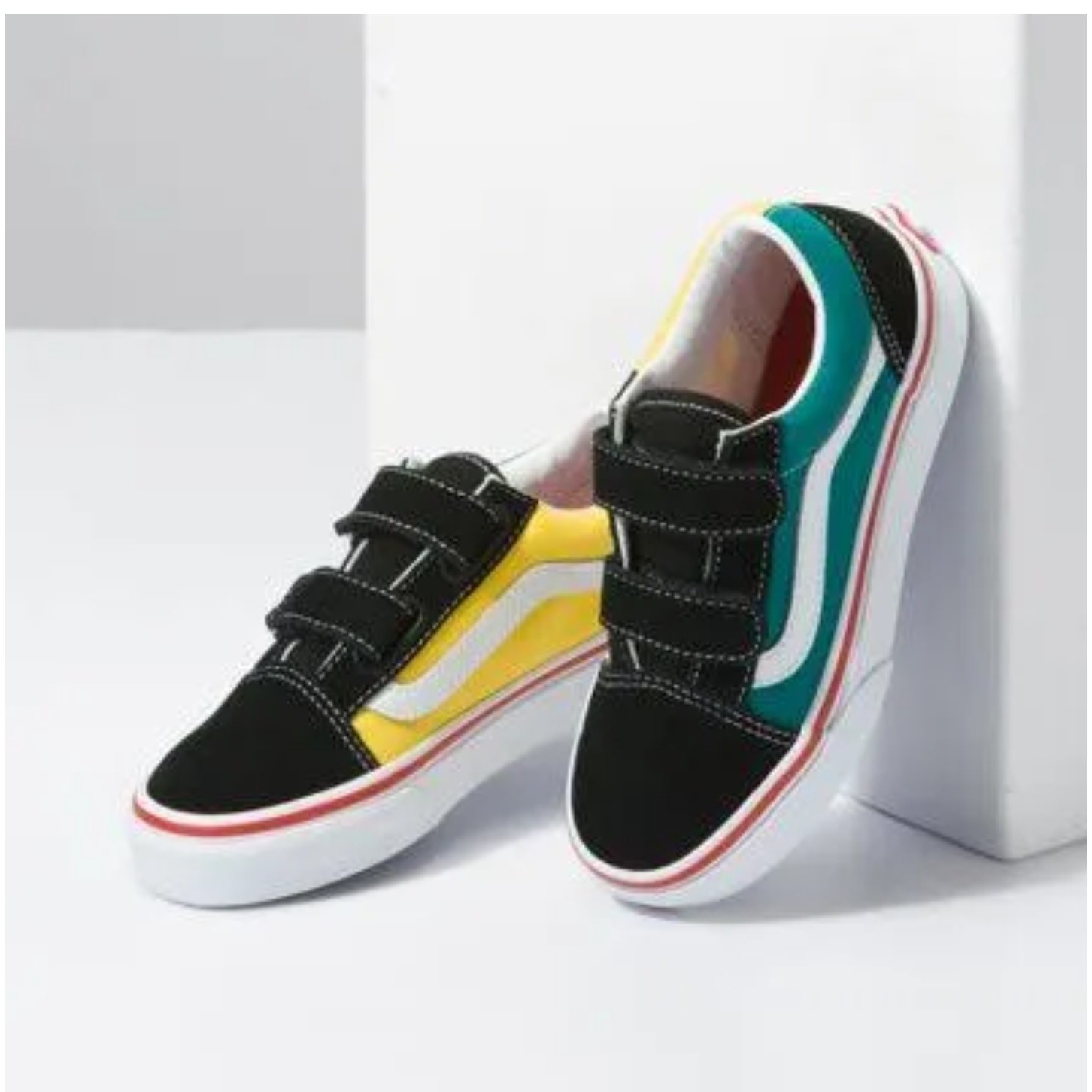 Vans Old Skool V Kids Skate Shoes Size 13.5 Youth in Green Yellow-image