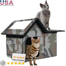 Large Outdoor Cat House Easy Assembly Waterproof Stray Shelter Cozy Nest Pets US