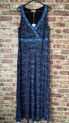 Rocha John Rocha Purple Hand Embellished Floral Maxi Dress RRP £59 UK 14 New
