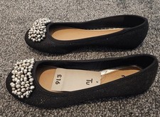 Black Glitery Flat Ballet  Pump Shoes Size 5 TU Sainsbury’s  New With Tags