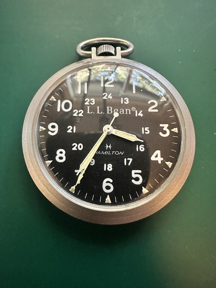 Vintage Hamilton L.L.Bean Field Pocket Watch 9165 Cal 649 17J Hand Wind Serviced