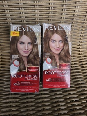 REVLON Root Erase By Color Silk 51 LIGHT BROWN x2 RARE DISCONTINUED Hair Dye