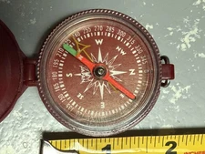 Vintage Liquid Filled Metal Lensatic Compass Made in Japan