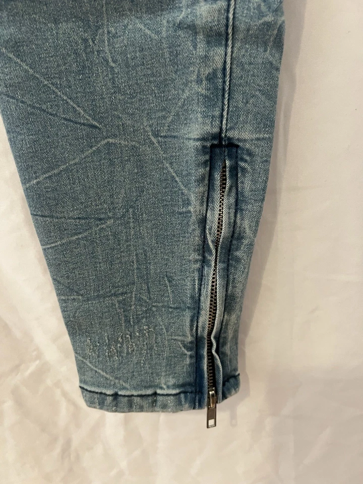 Pantalones de mezclilla Pacsun pintados laterales a rayas ajustados con cremallera al tobillo cordón M Foto 3 de 4