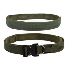 Double-layer Tactical Belt Webbing Nylon Waistband Quick-Release Metal Buckle