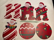 6 Piece Christmas Yard Signs Decorations Outdoor Stakes and Santa Claus A53