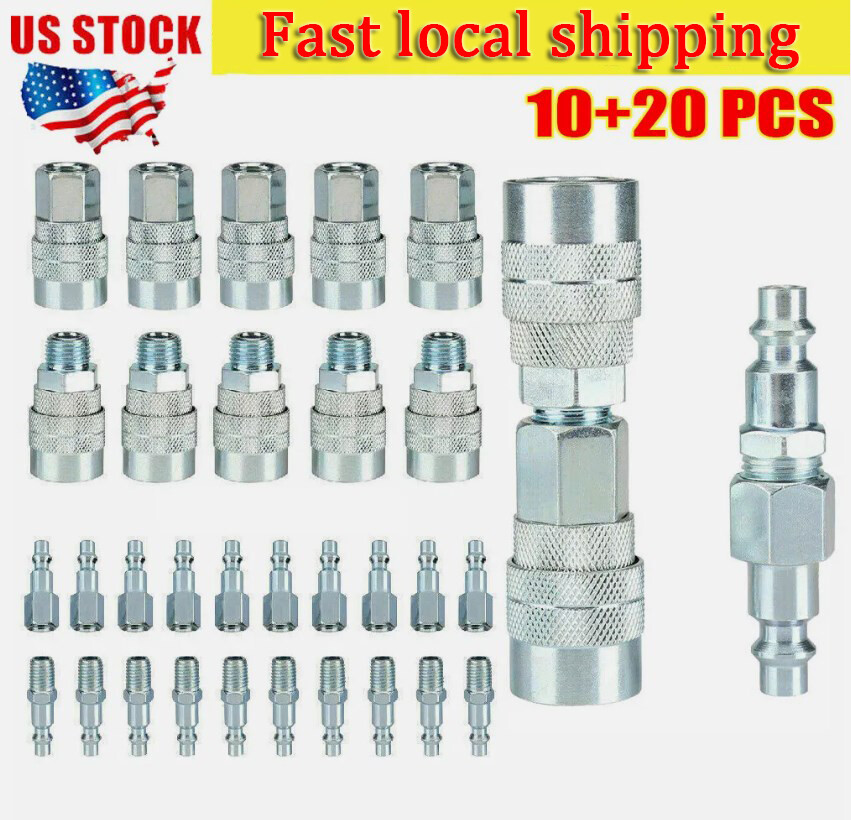 30 pcs Heavy Duty Quick Coupler Set Air Hose Connector Fittings 1/4 NPT Tools