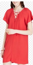 Madewell Tie Front Short Sleeve Dress Size Medium Red Flutter Sleeve EUC