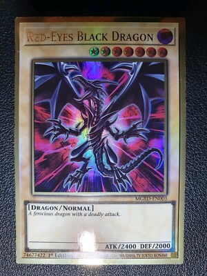 Red-Eyes Black Dragon MGED Premium Gold Rare Holo 1st Edition EN Yugioh Karte