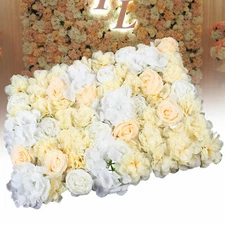 12Pcs Artificial Flower Wall Panel Rose Hydrangea Wedding Party Venue Decor