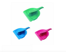 Image of Dustpan & Brush Set Plastic Kitchen Assorted Colours Dustpan And Brush Home UK