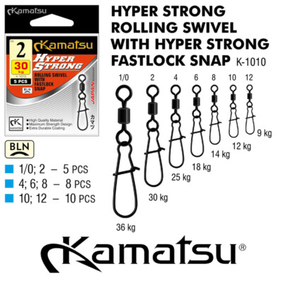KAMATSU K-1010 HYPER STRONG ROLLING SWIVEL WITH FASTLOCK SNAP, WIRBEL+KARABINER